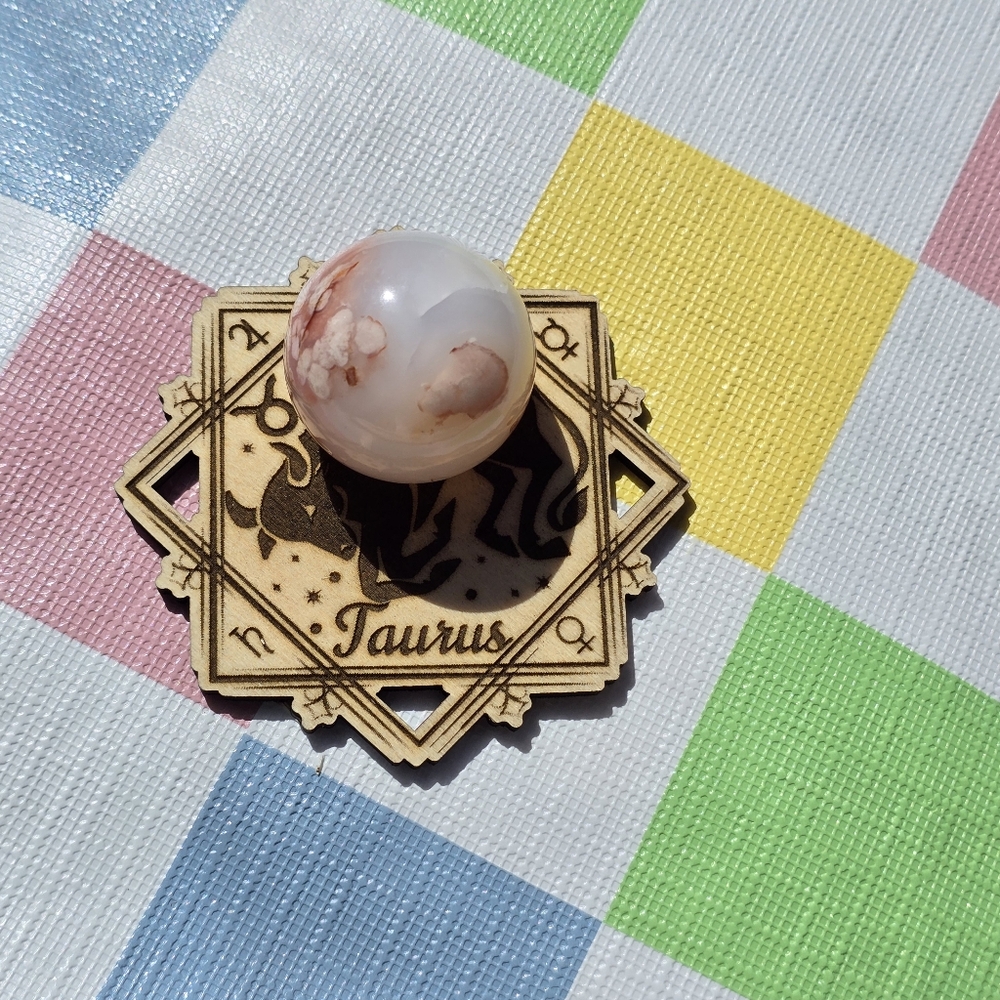 Taurus Zodiac Sign Crystal Sphere Holder - Picture 2 of 3